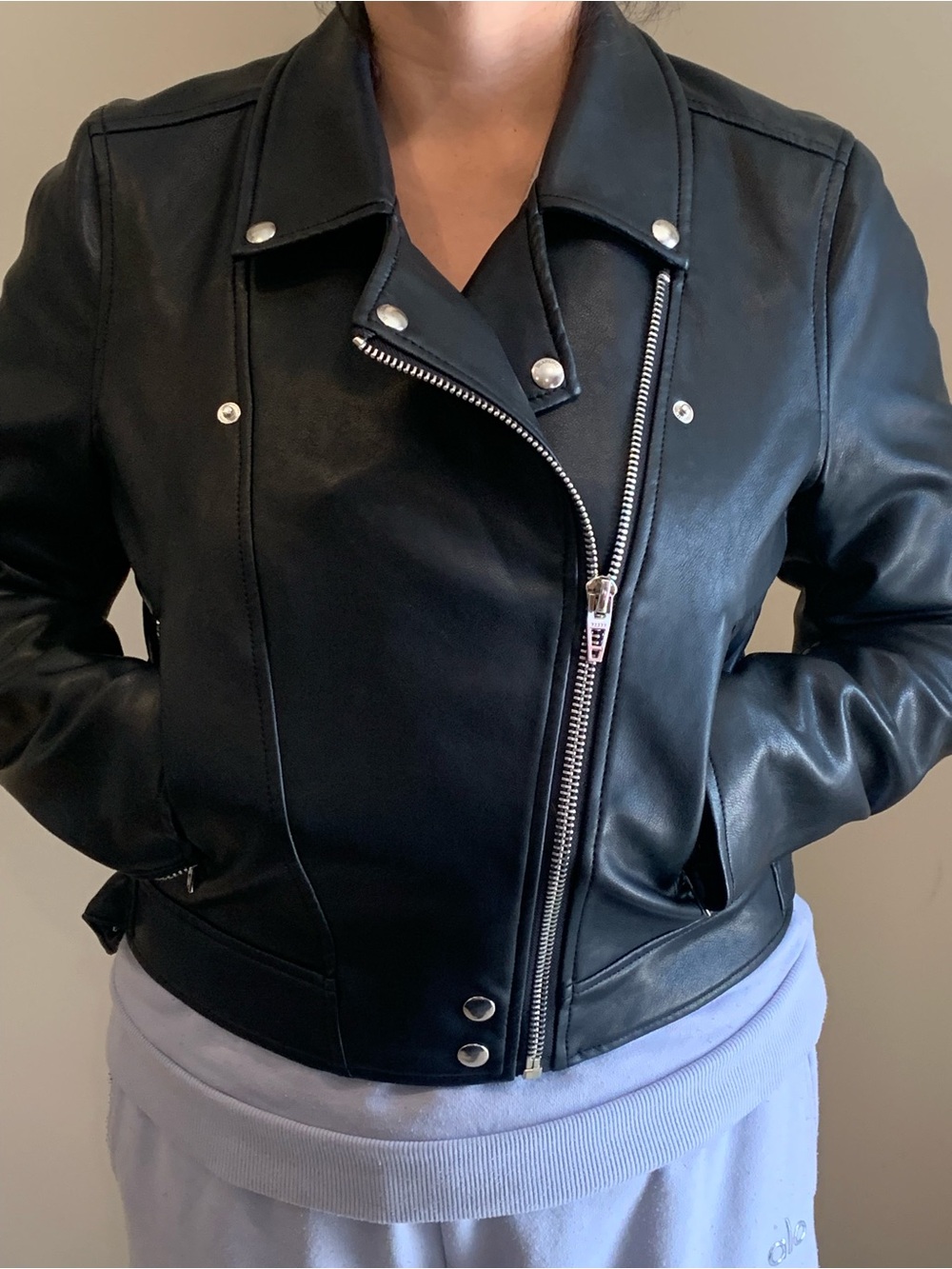 Blank NYC Black Leather Asymmetric Moto Jacket